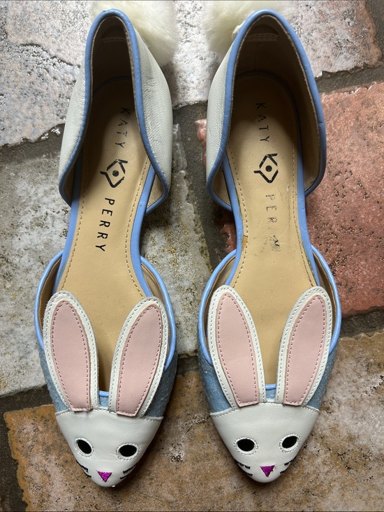 Katy Perry Collections Shoes - Katy Perry Collections D'Orsay Bunny Flats in White, Pink & Light Blue